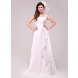 A-Line/Princess Floor-Length Chiffon Wedding Dress With Ruffle Lace Beadwork (002014023)