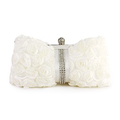 Ivory Gorgeous Silk With Austria Rhinestones Party Clutches (012006680)