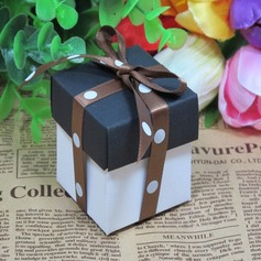 Black And White Favor Box With Brown Ribbon (Set of 12) (050026289)