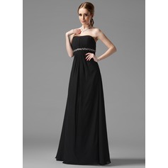 Empire Strapless Floor-Length Chiffon Bridesmaid Dress With Ruffle Beading (007001753)