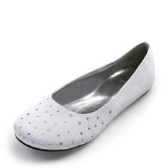 Satin Flat Heel Closed Toe Wedding Shoes With Rhinestone (047005128)
