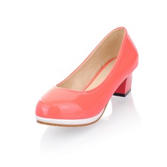 Patent Leather Chunky Heel Closed Toe Platform Pumps (085025192)