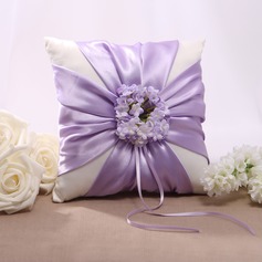 Lilac Floral Design Satin Wedding Ring Pillow (103022565)