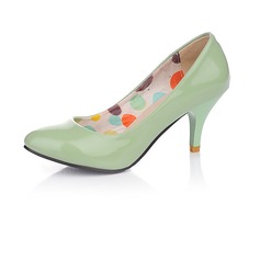 Patent Leather Spool Heel Closed Toe Pumps (085025193)
