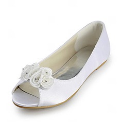 Satin Flat Heel Peep Toe Wedding Shoes With Satin Flower (047020125)