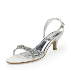 Leatherette Low Heel Sandals Wedding Shoes With Buckle Rhinestone (047011802)