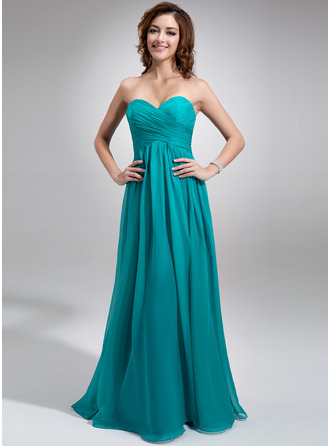 Chiffon Floor-length Empire Bridesmaid Dress with Sweetheart Neckline