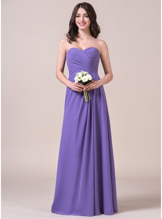 Chiffon Floor-length Sweetheart Side Ruched Bridesmaid Dress 