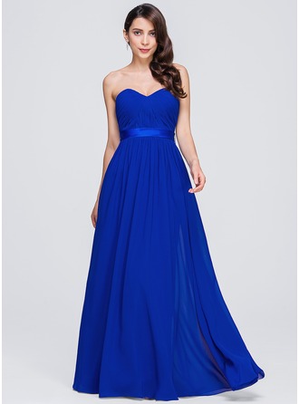 A-Line/Princess Sweetheart Floor-Length Chiffon Bridesmaid Dress With Ruffle 