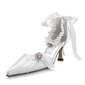 Satin Spool Heel Closed Toe Pumps Wedding Shoes With Imitation Pearl Rhinestone Ribbon Tie (047004903) Satin Spool Heel Closed Toe Pumps Wedding Shoes With Imitation Pearl Rhinestone Ribbon Tie (047004903)