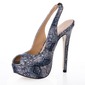 Leatherette Stiletto Heel Peep Toe Platform Slingbacks Sandals With Animal Print (087016991)
