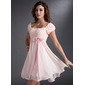A-Line/Princess Square Neckline Short/Mini Chiffon Satin Homecoming Dress With Ruffle Beading (022021033)