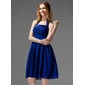Empire Halter Knee-Length Chiffon Charmeuse Bridesmaid Dress With Ruffle (007000869)
