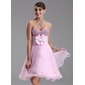 Empire Sweetheart Knee-Length Organza Satin Sequined Homecoming Dress With Ruffle Beading Flower(s) (022003368)