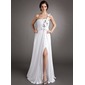 Sheath One-Shoulder Floor-Length Chiffon Holiday Dress With Ruffle Flower(s) Sequins (020016349) Sheath One-Shoulder Floor-Length Chiffon Holiday Dress With Ruffle Flower(s) Sequins (020016349)