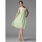 Empire Scoop Neck Knee-Length Chiffon Bridesmaid Dress With Ruffle Flower(s) (007004129) Empire Scoop Neck Knee-Length Chiffon Bridesmaid Dress With Ruffle Flower(s) (007004129)
