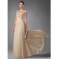 A-Line/Princess Scoop Neck Floor-Length Chiffon Prom Dress With Ruffle Beading (018005069)