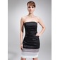 Sheath Strapless Knee-Length Charmeuse Cocktail Dress With Ruffle (016008237) Sheath Strapless Knee-Length Charmeuse Cocktail Dress With Ruffle (016008237)