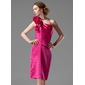 Fashion Sheath One-Shoulder Knee-Length Charmeuse Homecoming Dress With Ruffle (022003371)