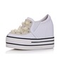 Real Leather Wedge Heel Closed Toe Platform With Rhinestone Beading (086025044)
