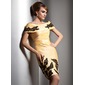 Sheath Off-the-Shoulder Knee-Length Taffeta Evening Dress With Lace (017005591)