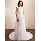 A-Line/Princess Cowl Neck Court Train Chiffon Wedding Dress With Ruffle Beadwork (002011559) A-Line/Princess Cowl Neck Court Train Chiffon Wedding Dress With Ruffle Beadwork (002011559)