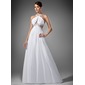 Empire Scoop Neck Sweep Train Chiffon Prom Dress With Ruffle Beading (018002320)