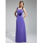 Sheath Square Neckline Floor-Length Satin Lace Bridesmaid Dress With Flower(s) (007019641) Sheath Square Neckline Floor-Length Satin Lace Bridesmaid Dress With Flower(s) (007019641)