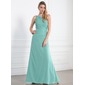 Elegant Sheath One-Shoulder Floor-Length Chiffon Charmeuse Bridesmaid Dress With Ruffle (007004140)