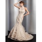 Mermaid High Neck Court Train Satin Tulle Wedding Dress With Lace Beadwork Sequins (002012763) Mermaid High Neck Court Train Satin Tulle Wedding Dress With Lace Beadwork Sequins (002012763)