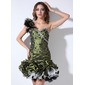 Sheath One-Shoulder Short/Mini Taffeta Organza Homecoming Dress With Ruffle Beading Feather (022021034) Sheath One-Shoulder Short/Mini Taffeta Organza Homecoming Dress With Ruffle Beading Feather (022021034)