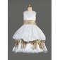 Empire Scoop Neck Tea-Length Satin Flower Girl Dress With Lace Sash Beading (010014610)