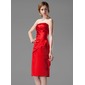 Sheath Strapless Knee-Length Satin Bridesmaid Dress With Ruffle (007001801)