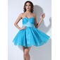 Empire Sweetheart Short/Mini Organza Satin Homecoming Dress With Ruffle Beading Sequins (022020926)