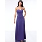 Fantastic Empire Scalloped Neck Floor-Length Satin Bridesmaid Dress with Ruffle (007001908)