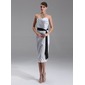 Sheath Sweetheart Tea-Length Charmeuse Bridesmaid Dress With Ruffle Sash Beading (007021059) Sheath Sweetheart Tea-Length Charmeuse Bridesmaid Dress With Ruffle Sash Beading (007021059)