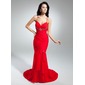 Mermaid V-neck Court Train Chiffon Evening Dress With Ruffle Beading (017014897) Mermaid V-neck Court Train Chiffon Evening Dress With Ruffle Beading (017014897)