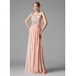 A-Line/Princess One-Shoulder Floor-Length Chiffon Prom Dress With Ruffle Beading Sequins (018004824)