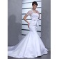 Mermaid Strapless Chapel Train Satin Wedding Dress (002012701)