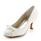 Lace Satin Spool Heel Closed Toe Pumps Wedding Shoes With Bowknot (047005740)