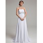 Empire Strapless Sweep Train Chiffon Wedding Dress With Ruffle Beadwork (002001171)