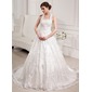 Ball-Gown Halter Chapel Train Satin Lace Wedding Dress With Beadwork Sequins (002012035)