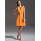 A-Line/Princess Halter Knee-Length Chiffon Cocktail Dress With Beading (016006692)