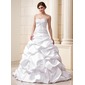 Ball-Gown Sweetheart Court Train Satin Wedding Dress With Ruffle Lace Beadwork Sequins (002012635)