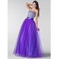 A-Line/Princess Sweetheart Floor-Length Tulle Charmeuse Prom Dress With Ruffle Beading Sequins (018004898)