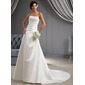 A-Line/Princess Sweetheart Chapel Train Satin Wedding Dress With Ruffle Beadwork (002022673)