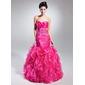 Empire Sweetheart Floor-Length Organza Prom Dress With Ruffle Beading (018015052)