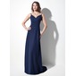 Sheath V-neck Sweep Train Chiffon Bridesmaid Dress With Ruffle (007004264) Sheath V-neck Sweep Train Chiffon Bridesmaid Dress With Ruffle (007004264)