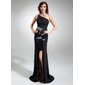 Sheath One-Shoulder Sweep Train Chiffon Sequined Prom Dress With Ruffle Beading (018020819) Sheath One-Shoulder Sweep Train Chiffon Sequined Prom Dress With Ruffle Beading (018020819)
