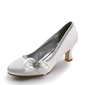 Satin Chunky Heel Closed Toe Wedding Shoes With Bowknot Rhinestone (047005124)